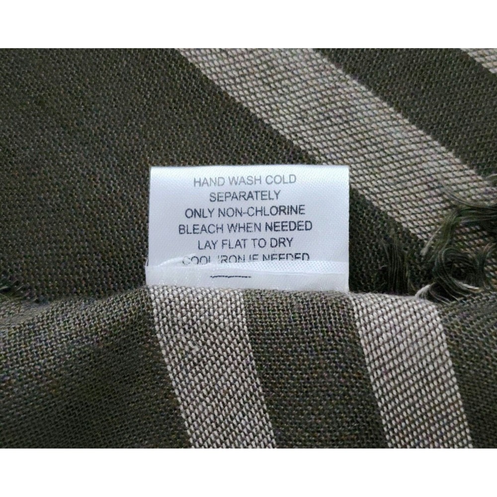 Isa & Stef Womens Embroidered Scarf Wrap Viscose Military Green Fringe 24"x74" - Picture 8 of 8